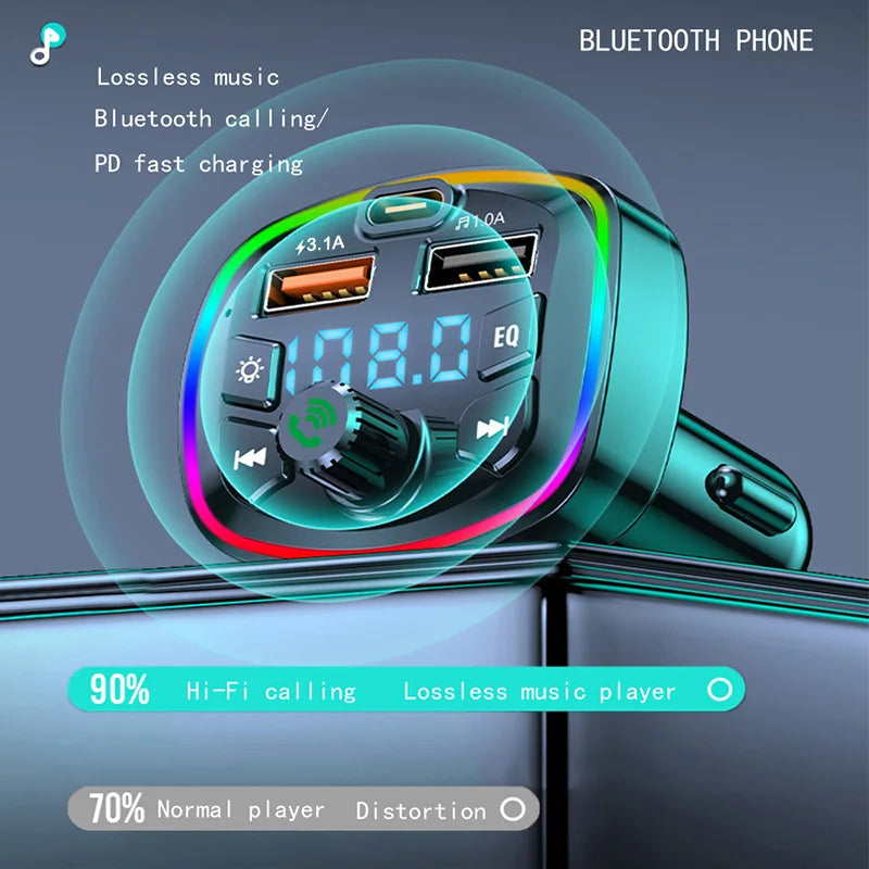 Bluetooth 5.0 FM Transmitter Handsfree Car MP3 Player With 20W USB Super Quick Charge Adapter for Car