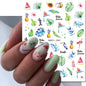 3d Nail Art Decals Elegant White RoyalBlue Roses Flowers Adhesive Sliders Nail Stickers Decoration For Nail Manicure