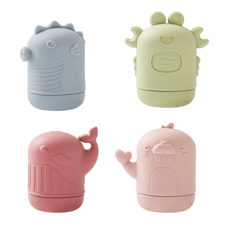 Baby Bath Toys Animal Silicone Cartoon Astronauts Play With Water Toys No BPA Swim Bathroom Baby Silicone Sprinkler Bathtub Toy