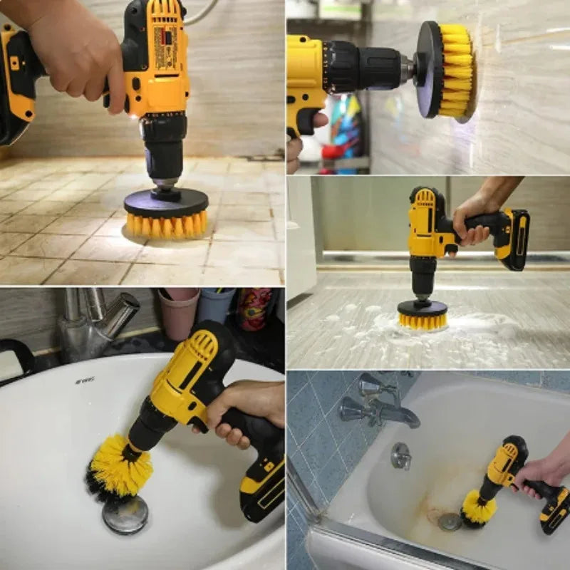 Electric Drill Brush Attachment Set Power Scrubber Brush Car Polisher Kitchen Bathroom Cleaning Kit Toilet Cleaning Tools