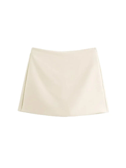 High Waist Solid Skort for Women Fashion Side Zipper Female Shorts Skirts Mujer