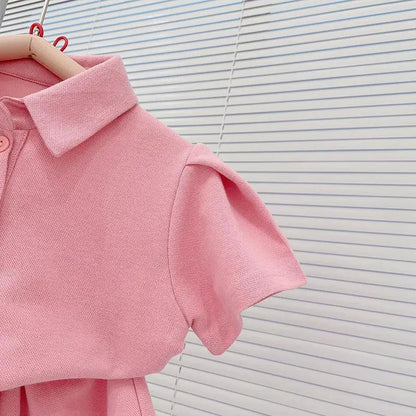 2-8 Years Summer Girls Clothing Set Casual Outdoor Short Sleeve Polo T-shirt +Pants 2Pcs Suit For Kids Children Comforts Outfit