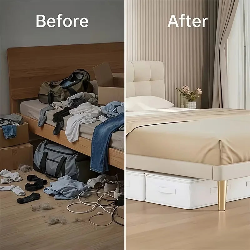 1/3 White Under-Bed Storage Box, Foldable Laundry Organizer with Durable Transparent Window, Under-Bed Style Storage Solution