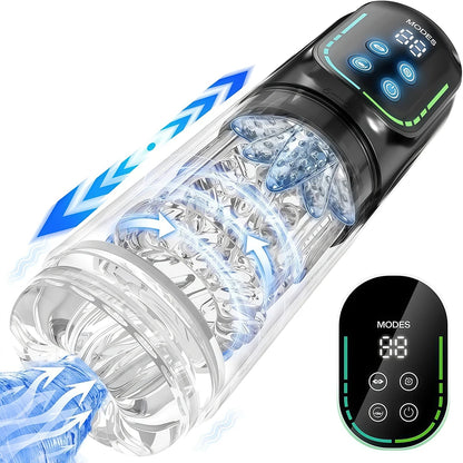 Automatic Male Masturbation Cup Thrusting Rotation Male Masturbator Sucking Licking Vacuum Penis Pump Real Pocket Pussy Sex Toys