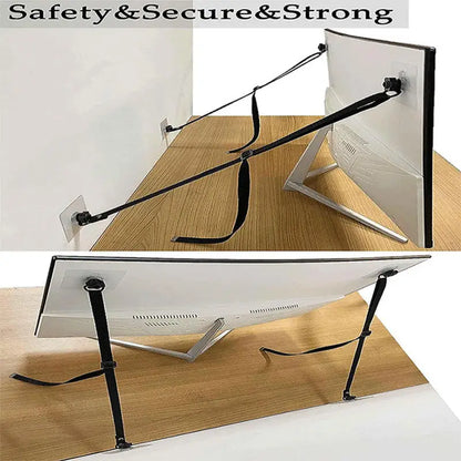 2 Pcs  Adjustable TV Safety Straps,No-Drill Adhesive Anti-Tip Furniture Anchors For Baby Proofing,Flat Screens Fix To Wall