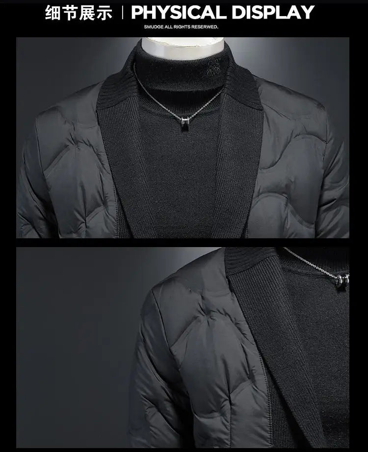 High quality 2025 Winter 90% White Duck New Fashion British Style Casual Loose Slim Mid-length Down Jacket