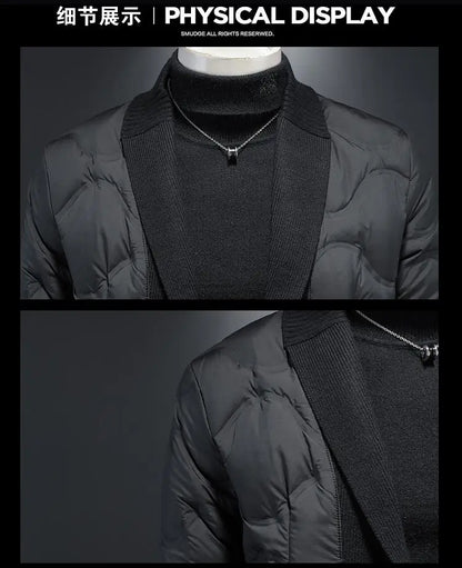 High quality 2025 Winter 90% White Duck New Fashion British Style Casual Loose Slim Mid-length Down Jacket