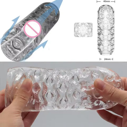 Masturbation Cup For Men Simulated Soft Vagina Transparent Adult Endurance Exercise Adult Vacuum Aircraft Pocket Cup Male SexToy