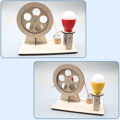 Mini DIY Hand Crank Generator Light Bulb STEM Science Experiment Kit & Education Model for Children Gift Toy Learning Project