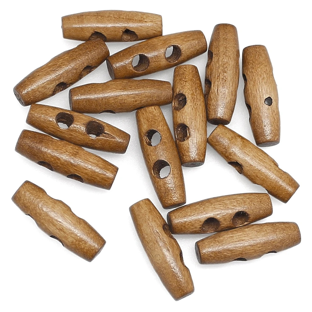 15 PCS/Lot 30mm Wooden Toggle 2 Holes Coat Buttons For Clothing Sewing Crafting DIY Coat Jacket Blazer Sewing Accessory Buttons