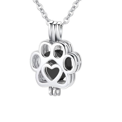 Pet Cremation Jewelry for Dog/Cat Ashes Stainless Steel Paw Print Pendant Necklace Pet Memorial Necklace with Mini Urn Cat/Dog