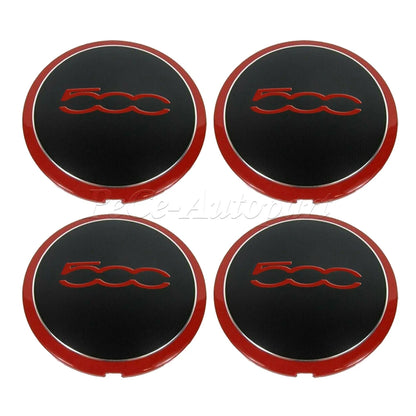 4Pcs 133mm For Fiat 500 New Hubcap Wheels Centre Hub Caps 68078419AC 68078421AC 51884863 Silver/Red Dust Cover