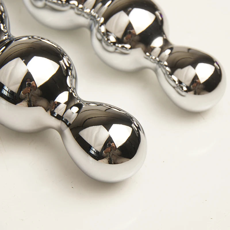 Metal 3 Graduated Anal Beads Sex Toys Butt Plugs,Expand Sphincter,Hit Prostate,Analplug Buttplug With Crystal Base