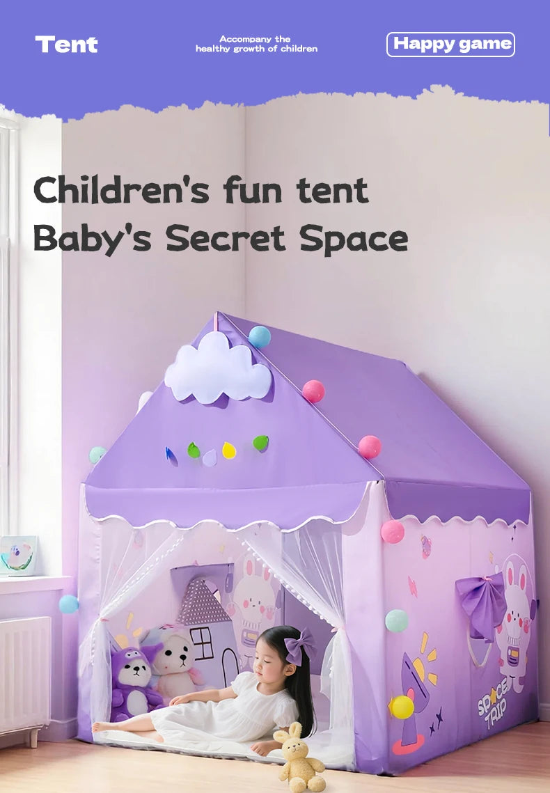 Children's foldable game tent, portable indoor/outdoor game tent with window cut, secret base, birthday party decoration ideal g