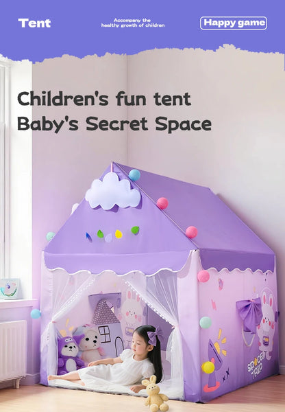 Children's foldable game tent, portable indoor/outdoor game tent with window cut, secret base, birthday party decoration ideal g
