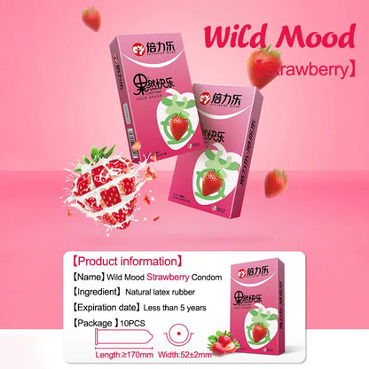 10pcs Fruit Flavor Condoms Sex Toy For Men Strawberry Blueberry Taste Penis Sleeves Ultra Thin Condom Adult reusable Sex Product