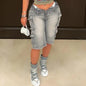 FAGADOER Fashion Straight Washed Denim Woman Solid Color Cargo Pants Patchwork Jeans Trousers Female Y2k Streetwear Bottoms New