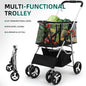 Foldable Pet Stroller, Detachable Dog Cart with Shopping Basket, Lightweight for Camping Picnic