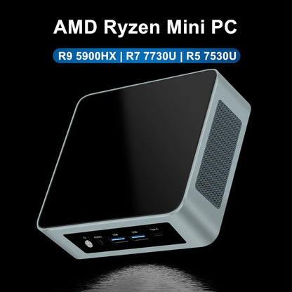 AMD Ryzen 9 5900HX Mini PC Gaming Desktop Computer with Windows 11 Pro 2xDDR4 NVMe 2xLAN WiFi6E AMD Mini PC R7 7730U R5 7530U