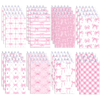 8pcs Pink Bowknot Theme Mini Spiral Pocket Notebooks Memo Pad Coil Booklet Notepads For Office Stationery School Diaries