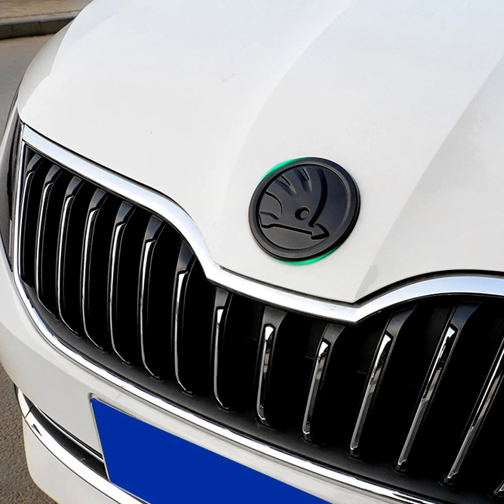 80/90/100mm Car Front Grille Hood Emblem Rear Trunk Badge Sticker For Skoda S Logo Octavia Fabia Superb Kamiq Kodiaq VRS Rapid