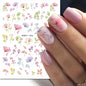 3d Nail Art Decals Elegant White RoyalBlue Roses Flowers Adhesive Sliders Nail Stickers Decoration For Nail Manicure
