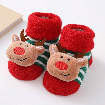 Cute Santa Claus Doll Knitted Baby Socks Newborn Toddler Soft Snowman Deer Warm Floor Socks Girls Infant Boys Mid Socks New