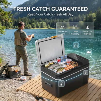 Podofo Car Refrigerator 20L 25L 30L Mini Compressor Car Freezer Cooler 48QT APP Control Cooler 12 24V DC 100 240V AC For Camping Truck Home Travel