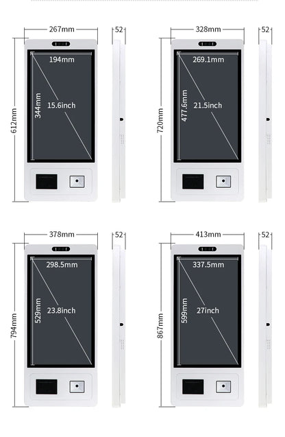 TouchWo 15.6 21.5 23.8 Inch Wall Mount Touch Screen AIO Computer Touchscreen Self Service Checkout Ordering Ticket Payment Kiosk