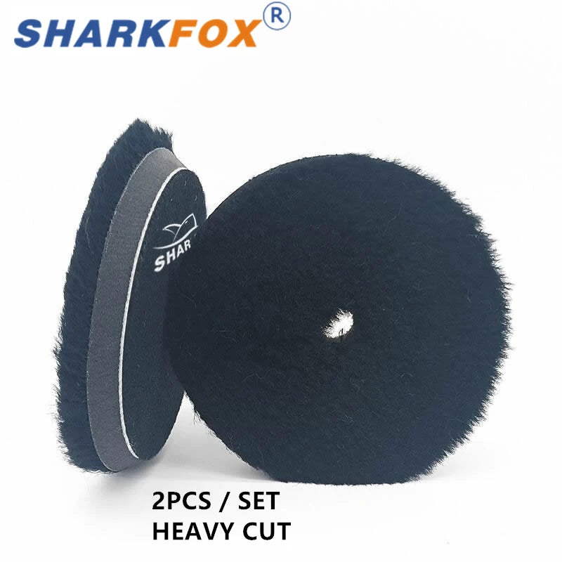 Sharkfox 5/6Inch Wool Car Polishing Pad High Density Lamb Woollen Polish Buffing Pad Wool Polishing Pad for Car Detail Polishing