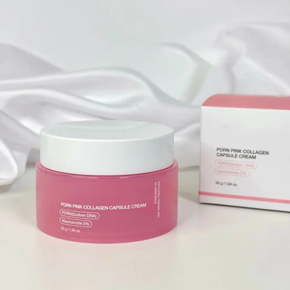 Korean PDRN Pink Collagen Capsule Cream with Niacinamide Cream for Uneven Skin Tone Lightweight Face Moisturizer Non Greasy care