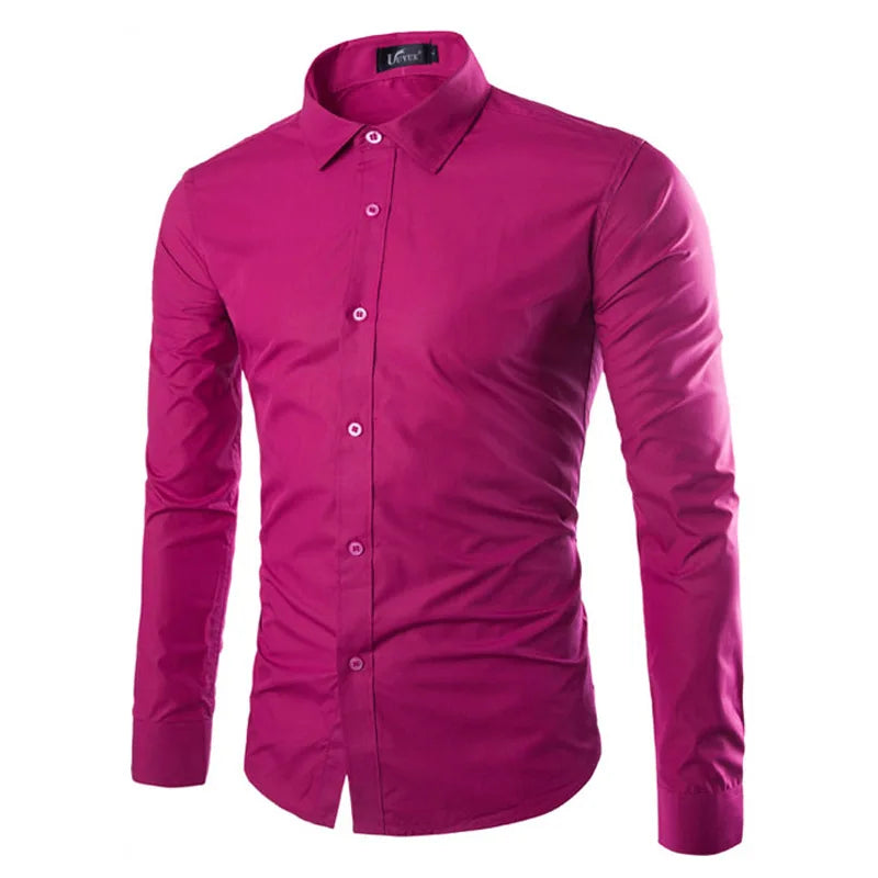 14 Colors Solid Color Men's Fashionable Candy Color Shirt Men's Casual Long Sleeve Shirt for Men