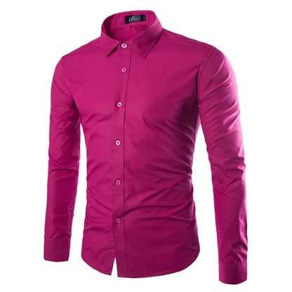 14 Colors Solid Color Men's Fashionable Candy Color Shirt Men's Casual Long Sleeve Shirt for Men