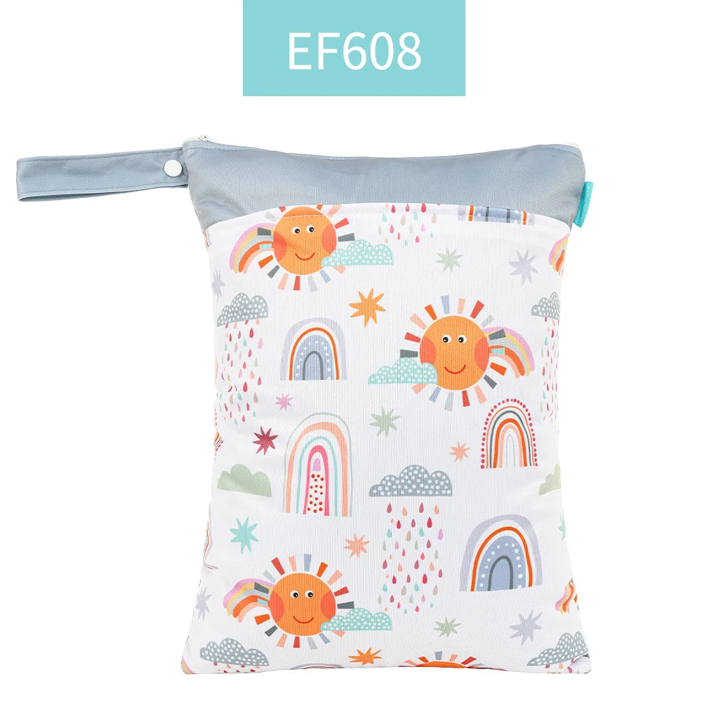 HappyFlute Baby Diaper Bags Double Zippered Wet/Dry Bag Waterproof Wet Cloth Diaper Backpack Reusable Diaper Cover WetBag