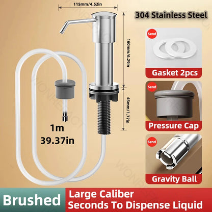Soap Dispenser for Kitchen Sink Built in Sink Soap Dispenser Brushed Countertop Soap Dispenser Pump Silver Blackgray