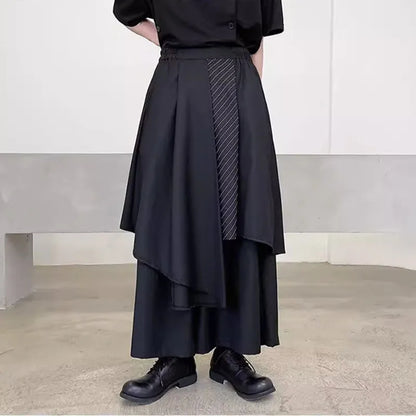 Women Skirts Pants Japaness Gothic Irregular Pants Women High Waist Black Long Pants Skirts Female Pleated Skirts Women Clothing