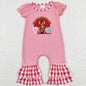 Wholesale Baby Girl Newborn Birthday Balloons Romper Bubble Embroidery Pink Plaid Bows Jumpsuit Kids Toddler Summer Clothes