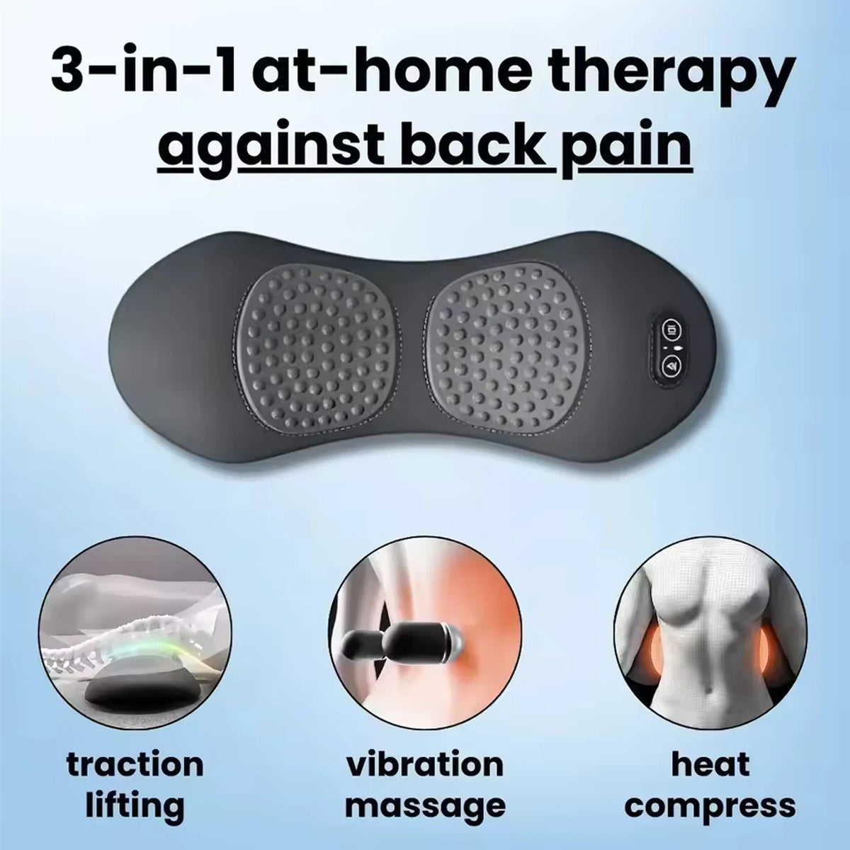 NEW 3-in-1 Back Massager Heat Vibration for Back Pain Relief Herniated Disc Stretch Support Traction Lower Back Massage Pillow