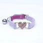Heart Shaped Cat Collar With Bell Safety Elastic Adjustable Collar Soft Cat Crystal Collar For Kitten Puppy Pet Supplies