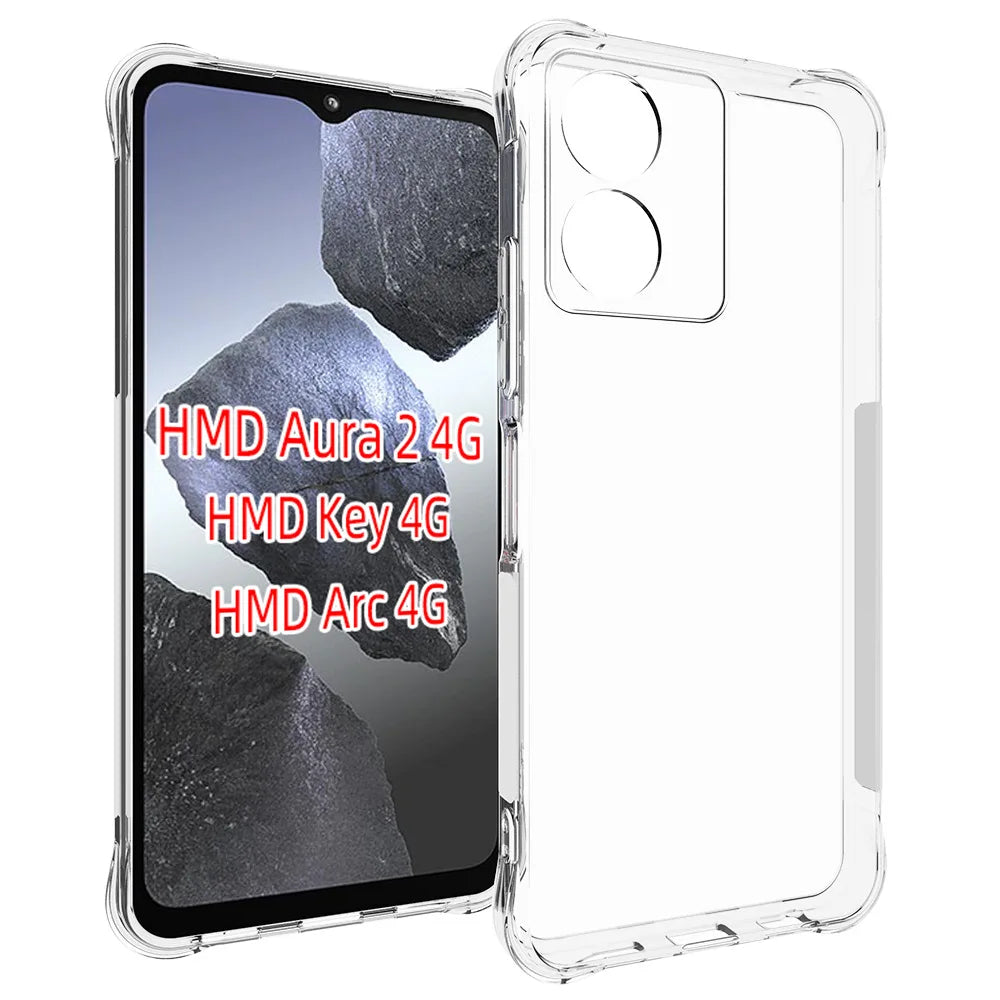 HMD Aura 2 4G Case Air Cushion Shockproof Airbag Silicone Soft TPU Back Cover Case for HMD Key HMDKey TA-1690 Arc HMDArc 4G 2025