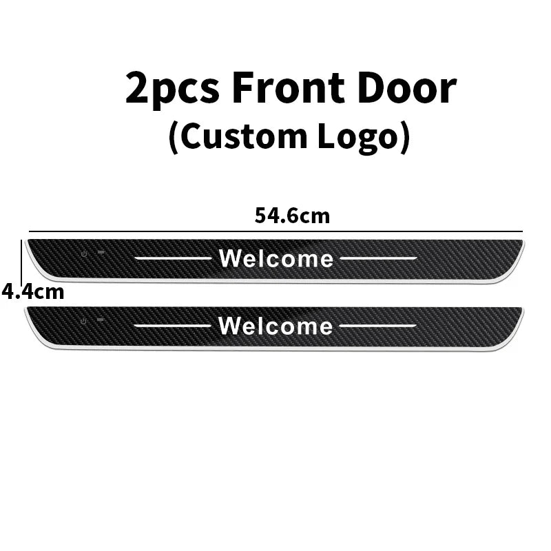 Customized Carbon fiber Car Logo Door Illuminated Sill Light Projector Lamp Power Moving LED Welcome Car Scuff Plate Pedal Light