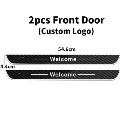 Customized Carbon fiber Car Logo Door Illuminated Sill Light Projector Lamp Power Moving LED Welcome Car Scuff Plate Pedal Light