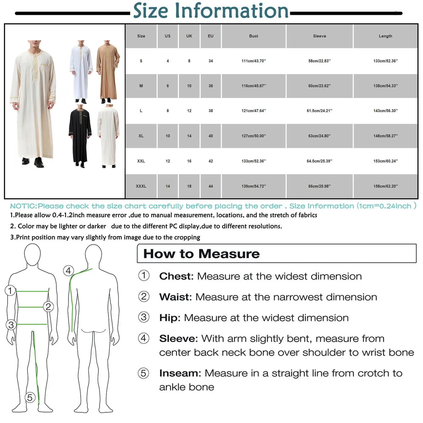 Middle East Ethnic Muslim Islamic Clothing Men Jubba Thobe African Dashik Ramadan Eid Abaya Arabic Kaftan Saudi Kimono Robe Gown
