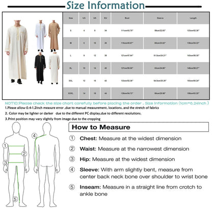 Middle East Ethnic Muslim Islamic Clothing Men Jubba Thobe African Dashik Ramadan Eid Abaya Arabic Kaftan Saudi Kimono Robe Gown