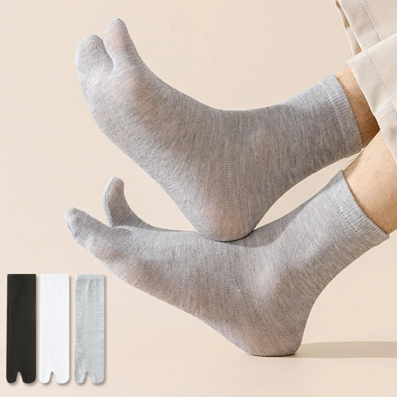 3pairs Unisex Split-Toe Socks Women'S Comfortable Sweat-Absorbent Breathable Two-Toe Sock Easy Solid Color Men'S Boat Sox