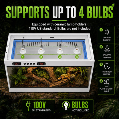 PVC Reptile Enclosure with Tempered Glass, Stackable Bearded Dragon Tank – Heavy Duty Terrarium for Amphibians, Reptilians, Arachnids