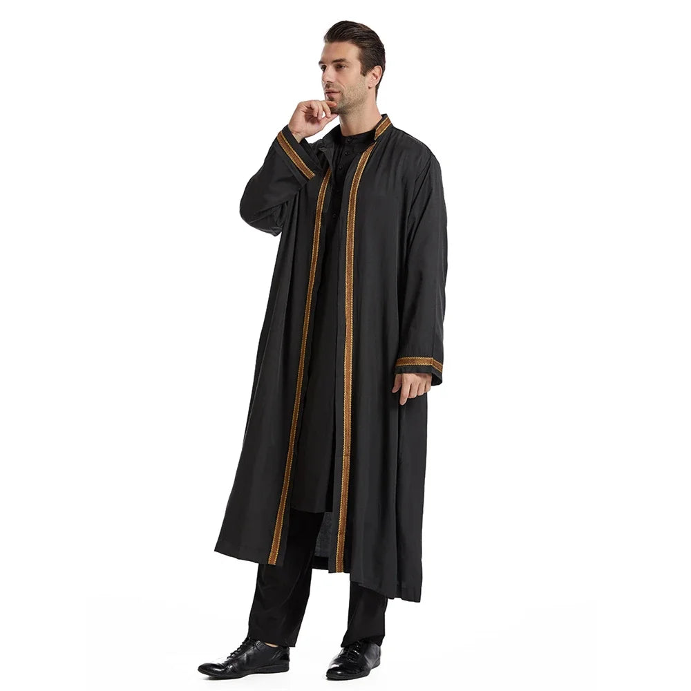 Dubai Saudi Muslim Men Open Abaya Kimono Dresses Turkey Eid Ramadan Islamic Kaftan Arabic Long Robe Caftan Jubba Thobe Clothing