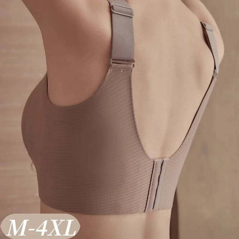 Push-Up Bras For Women Non-wire Padded Bra Seamless Underwear Plus Size V-neck Bra Top Sexy Lingerie Wide Straps Intimates M-4XL