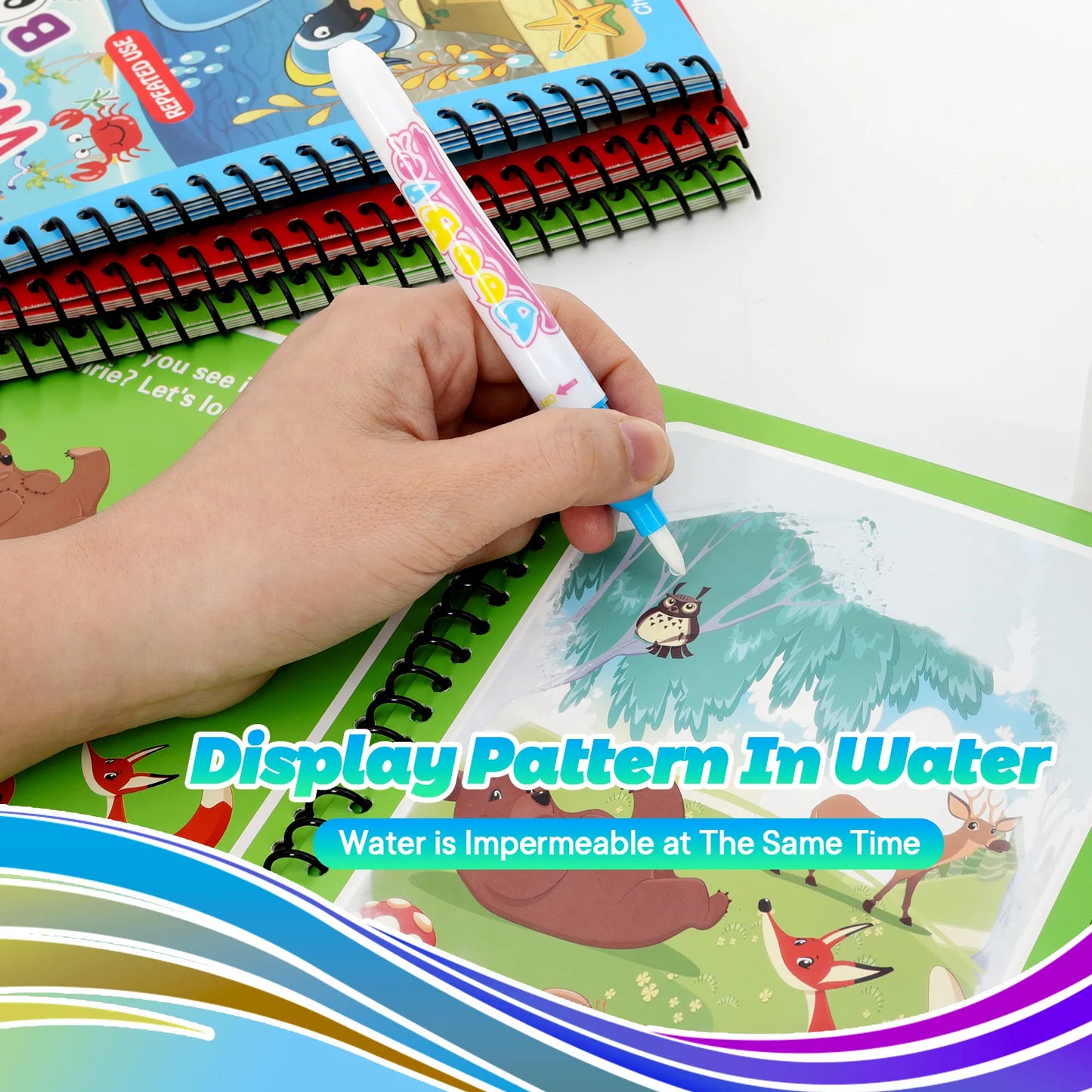 Water Coloring Books,9/18 Pack,Paint with Water Books, Educational Learning Doodle,Reusable No-Mess Art Book Travel Holiday Gift