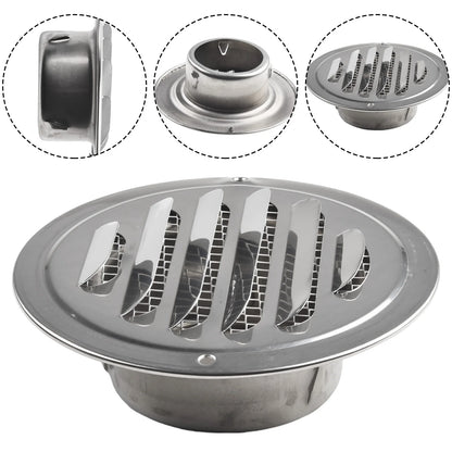 1PCS Circle Air Vent Grill Cover Stainless Steel Silver 70-160mm Round Exterior Wall Duct Ventilation Tool Accessories Home Part